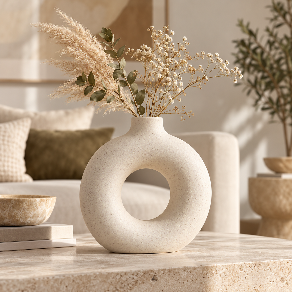 Ivory Donut Ceramic Vase