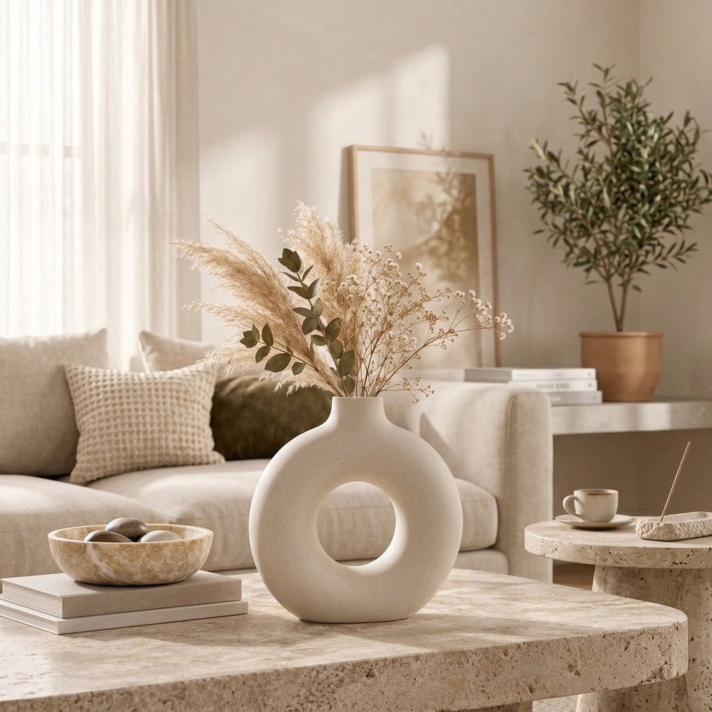 Ivory Donut Ceramic Vase