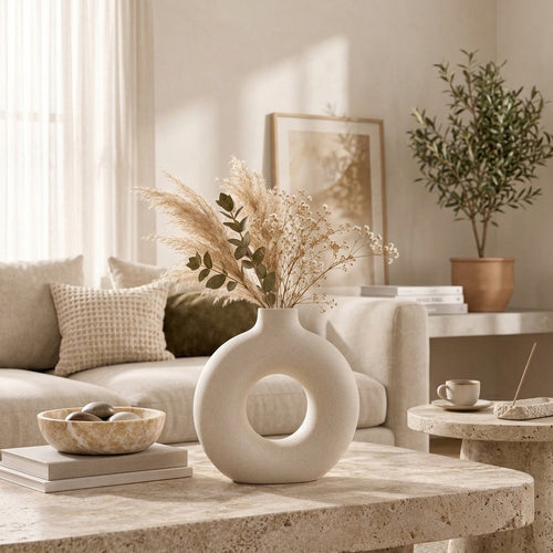 Ivory Donut Ceramic Vase