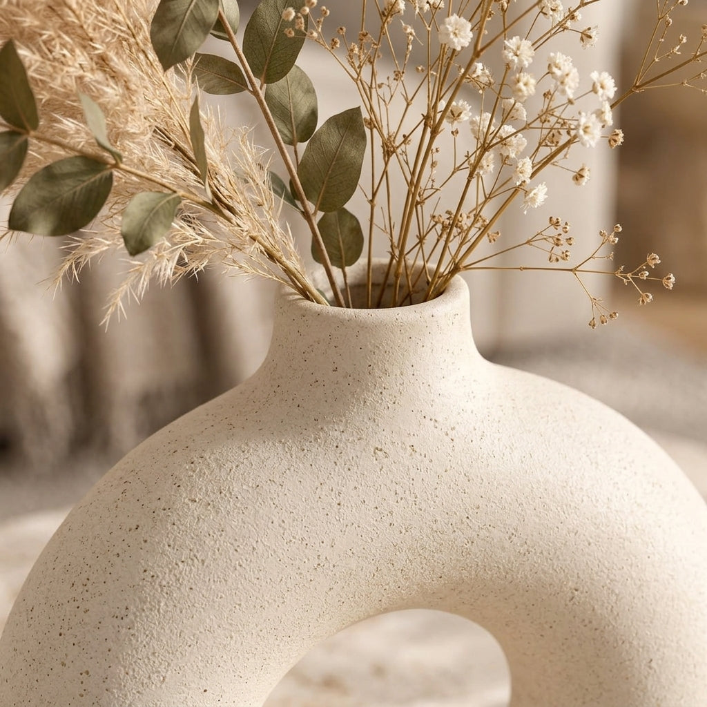 Ivory Donut Ceramic Vase