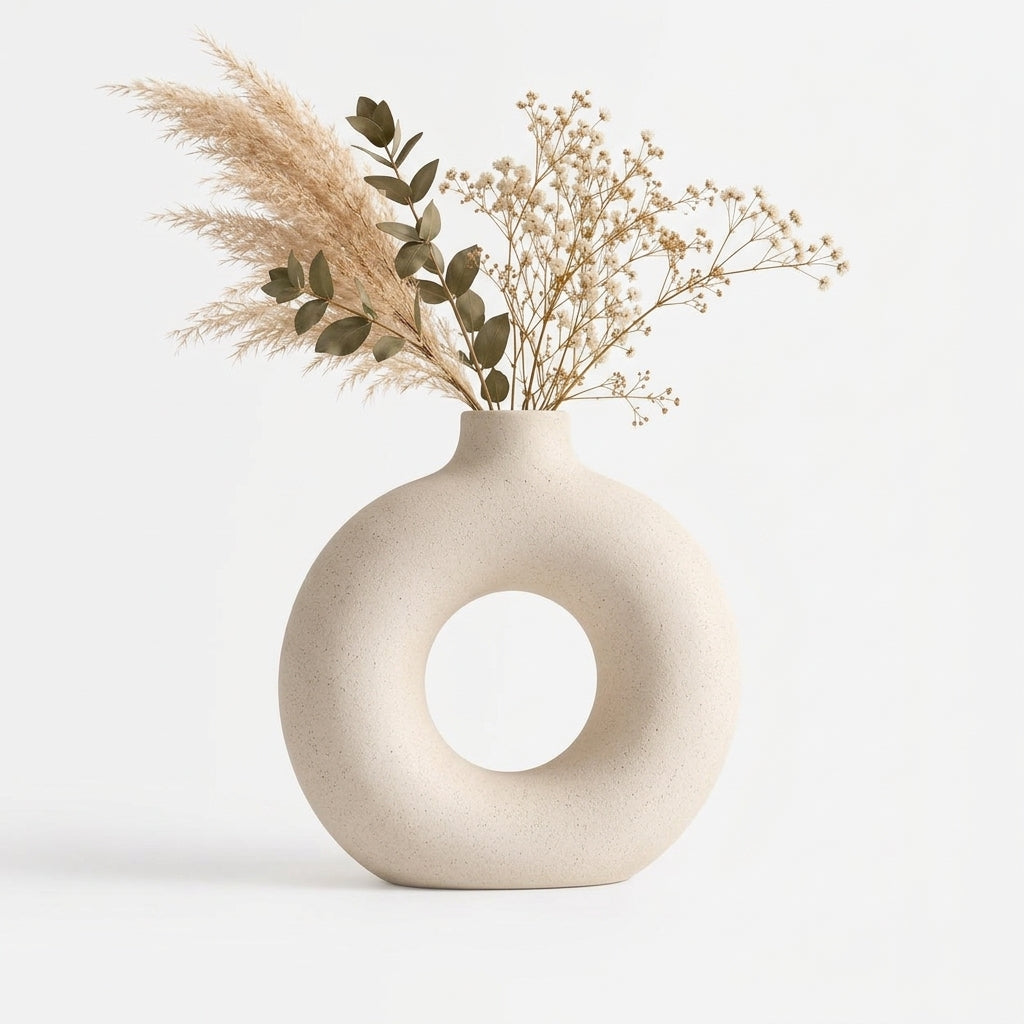 Ivory Donut Ceramic Vase