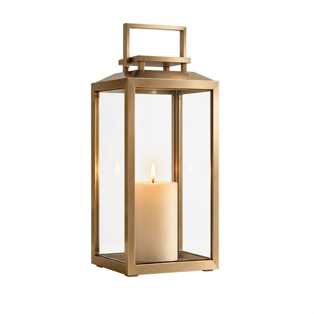 Champagne Gold Glass Candle Lantern