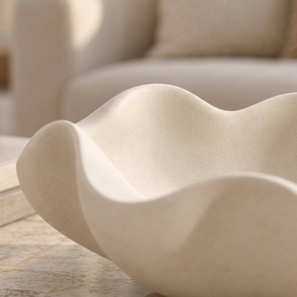 Ivory Wavy Sculptural Decorative Bowl