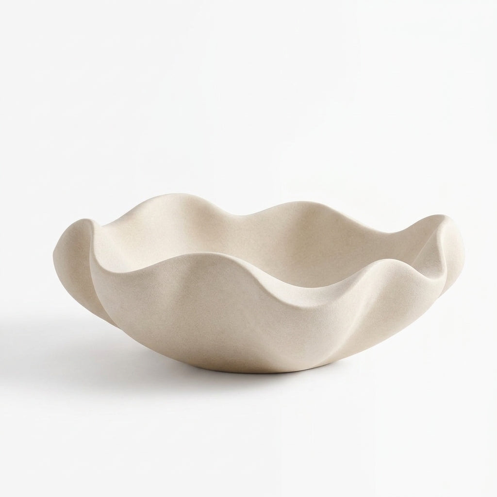 Ivory Wavy Sculptural Decorative Bowl