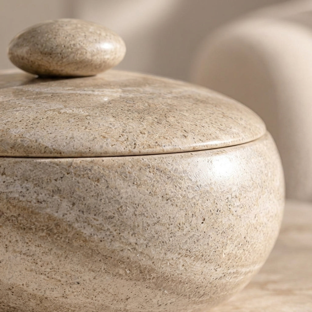 Stone-Style Lidded Decorative Bowl