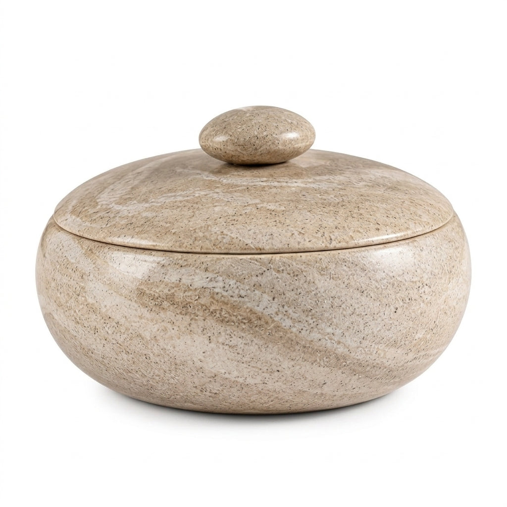 Stone-Style Lidded Decorative Bowl